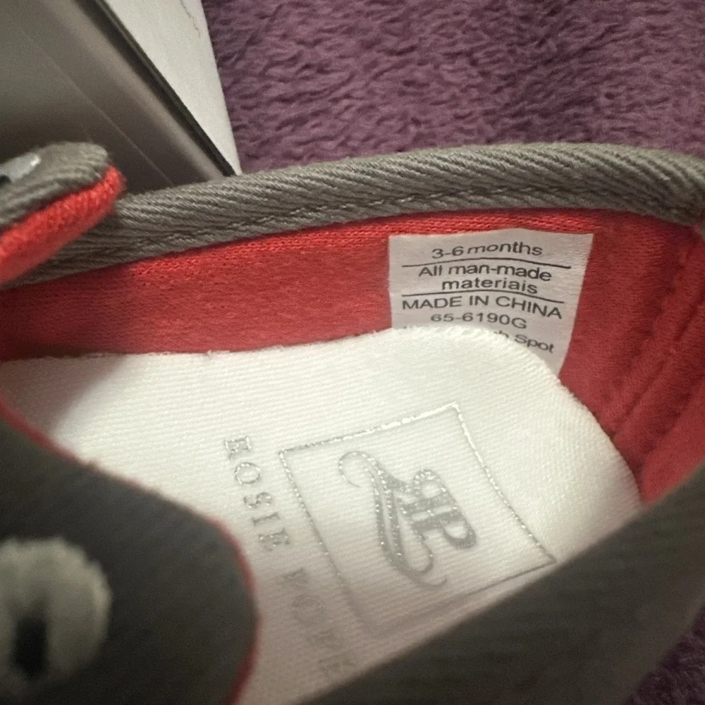 Rosie Pope Infant 3-6 Months I See You Crib Embroidered Shoes Gray Pre-walker